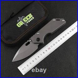 Drop Point Folding Knife Pocket Hunting Survival Wild Tactical D2 Steel Titanium