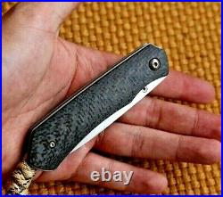 Drop Point Folding Knife Pocket Hunting Wild M390 Steel Titanium Handle Premium