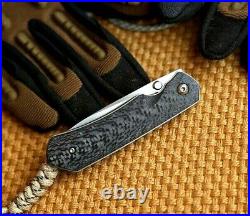 Drop Point Folding Knife Pocket Hunting Wild M390 Steel Titanium Handle Premium