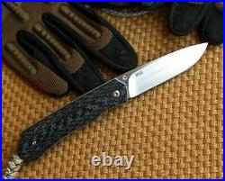 Drop Point Folding Knife Pocket Hunting Wild M390 Steel Titanium Handle Premium