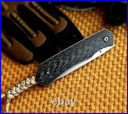 Drop Point Folding Knife Pocket Hunting Wild M390 Steel Titanium Handle Premium