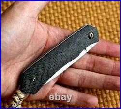 Drop Point Folding Knife Pocket Hunting Wild M390 Steel Titanium Handle Premium