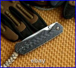 Drop Point Folding Knife Pocket Hunting Wild M390 Steel Titanium Handle Premium