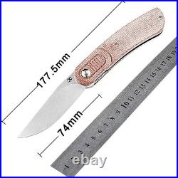 Drop Point Folding Knife Pocket Hunting Wild Survival 154CM Steel Micarta Handle