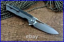 Drop Point Folding Knife Pocket Hunting Wild Survival D2 Steel Titanium High-End