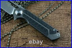 Drop Point Folding Knife Pocket Hunting Wild Survival D2 Steel Titanium High-End