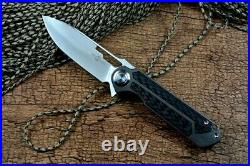 Drop Point Folding Knife Pocket Hunting Wild Survival D2 Steel Titanium High-End