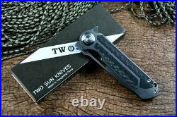 Drop Point Folding Knife Pocket Hunting Wild Survival D2 Steel Titanium High-End
