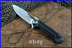 Drop Point Folding Knife Pocket Hunting Wild Survival D2 Steel Titanium High-End