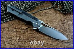 Drop Point Folding Knife Pocket Hunting Wild Survival D2 Steel Titanium High-End