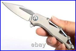 Drop Point Folding Knife Pocket Hunting Wild Survival M390 Steel Titanium Handle