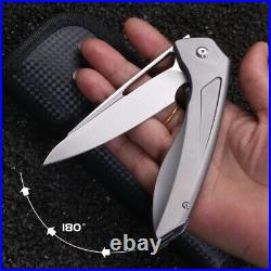 Drop Point Knife Folding Hunting Survival Camping Tactical M390 Steel Titanium S
