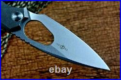 Drop Point Knife Folding Pocket Hunting Survival 14C28N Steel Titanium Handle S