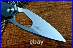 Drop Point Knife Folding Pocket Hunting Survival 14C28N Steel Titanium Handle S