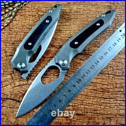 Drop Point Knife Folding Pocket Hunting Survival 14C28N Steel Titanium Handle S