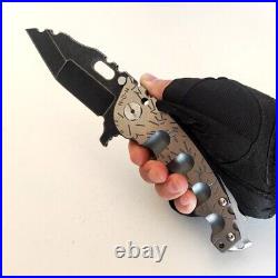 Drop Point Knife Folding Pocket Hunting Survival S35VN Steel Titanium Handle EDC