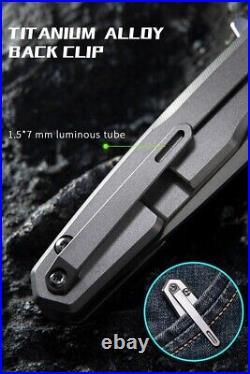 Drop Point Knife Folding Pocket Hunting Survival Tactical M390 Steel Titanium S