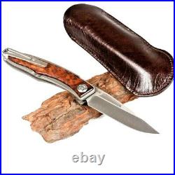 Drop Point Knife Folding Pocket Hunting Tactical M390 Powder Steel Wood Handle S