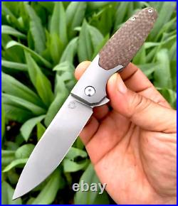 Drop Point Pocket Folding Knife Hunting Survival Army D2 Steel Titanium Micarta