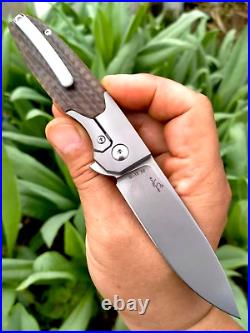 Drop Point Pocket Folding Knife Hunting Survival Army D2 Steel Titanium Micarta