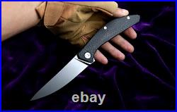 Drop Point Pocket Folding Knife Hunting Survival Tactical M390 Steel Titanium CF