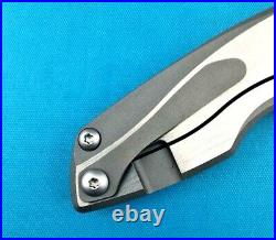 Drop Point Serrated Folding Knife Pocket Hunting Tactical D2 Titanium Handle EDC