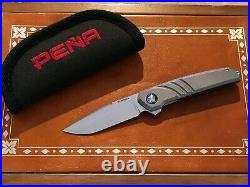 Enrique Pena Custom Cobra Titanium Back Flipper Knife With Mokuti Clip