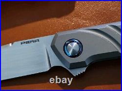 Enrique Pena Custom Cobra Titanium Back Flipper Knife With Mokuti Clip