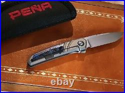 Enrique Pena Custom Cobra Titanium Back Flipper Knife With Mokuti Clip