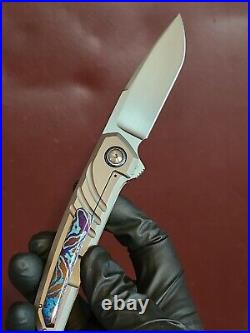 Enrique Pena Custom Cobra Titanium Back Flipper Knife With Mokuti Clip