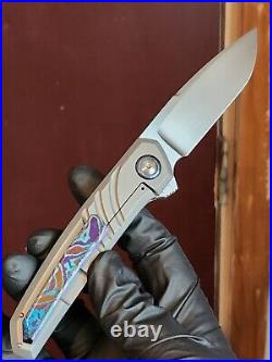 Enrique Pena Custom Cobra Titanium Back Flipper Knife With Mokuti Clip