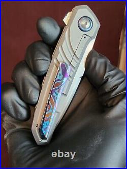 Enrique Pena Custom Cobra Titanium Back Flipper Knife With Mokuti Clip