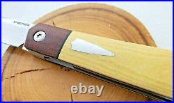 Enrique Pena Custom Raptor, Antique Paper/Natural Micarta, Satin CPM154 Blade