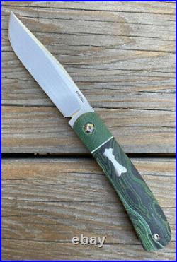 Enrique Peña Rare Custom Front Flipper Trapper Green Micarta Pena Knives