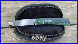 Enrique Peña Rare Custom Front Flipper Trapper Green Micarta Pena Knives