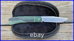 Enrique Peña Rare Custom Front Flipper Trapper Green Micarta Pena Knives