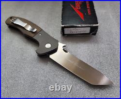 Ernest Emerson Knives Custom Roadhouse, Signed, Satin Blade, Blasted Ti, Micarta