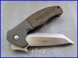 Ernest Emerson Knives Custom Roadhouse, Signed, Satin Blade, Blasted Ti, Micarta