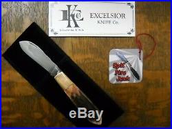 Excelsior Knife Co. USA Spit Fire Jack Knife perfect Genuine Stag Hawes 1st Run