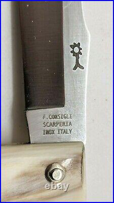 F. Consigli Mozzetta Scarperia Custom Folding Pocket Knife Horn Handle Stainless