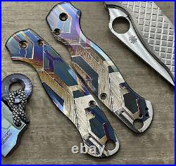 FALCON heat ano engraved Titanium scales for Spyderco Paramilitary 2 PM2