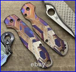 FALCON heat ano engraved Titanium scales for Spyderco Paramilitary 2 PM2