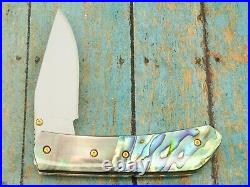 Fancy Custom Filed Ts Thailand 440c Abalone Pearl Linerlock Pocket Knife Knives