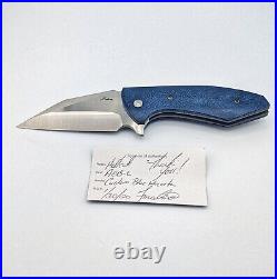 Fernando Medina Hellcat Custom Knife, WithCustom Blue Micarta & AEB-L Steel