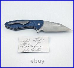 Fernando Medina Hellcat Custom Knife, WithCustom Blue Micarta & AEB-L Steel