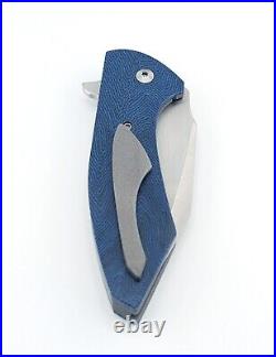 Fernando Medina Hellcat Custom Knife, WithCustom Blue Micarta & AEB-L Steel