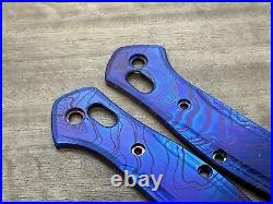 Flamed TOPO engraved Titanium Scales for Benchmade 940 Osborne