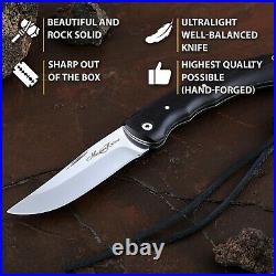 Folding Pocket Knife TAIGA Stainless Steel Blade Hornbeam Handle Leather Sheath