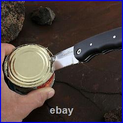 Folding Pocket Knife TAIGA Stainless Steel Blade Hornbeam Handle Leather Sheath
