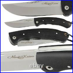 Folding Pocket Knife TAIGA Stainless Steel Blade Hornbeam Handle Leather Sheath